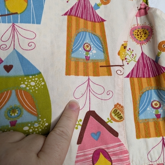 Jelly the Pug Iris collection Alexis colorful floral birdhouse cotton dress 6 - Picture 4 of 8